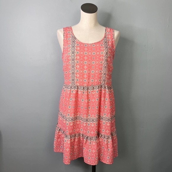 SWEET Journey Peachy Pink Casual Crepe Satin Sleeveless Mini Ruffle Dress Size S - Picture 12 of 12